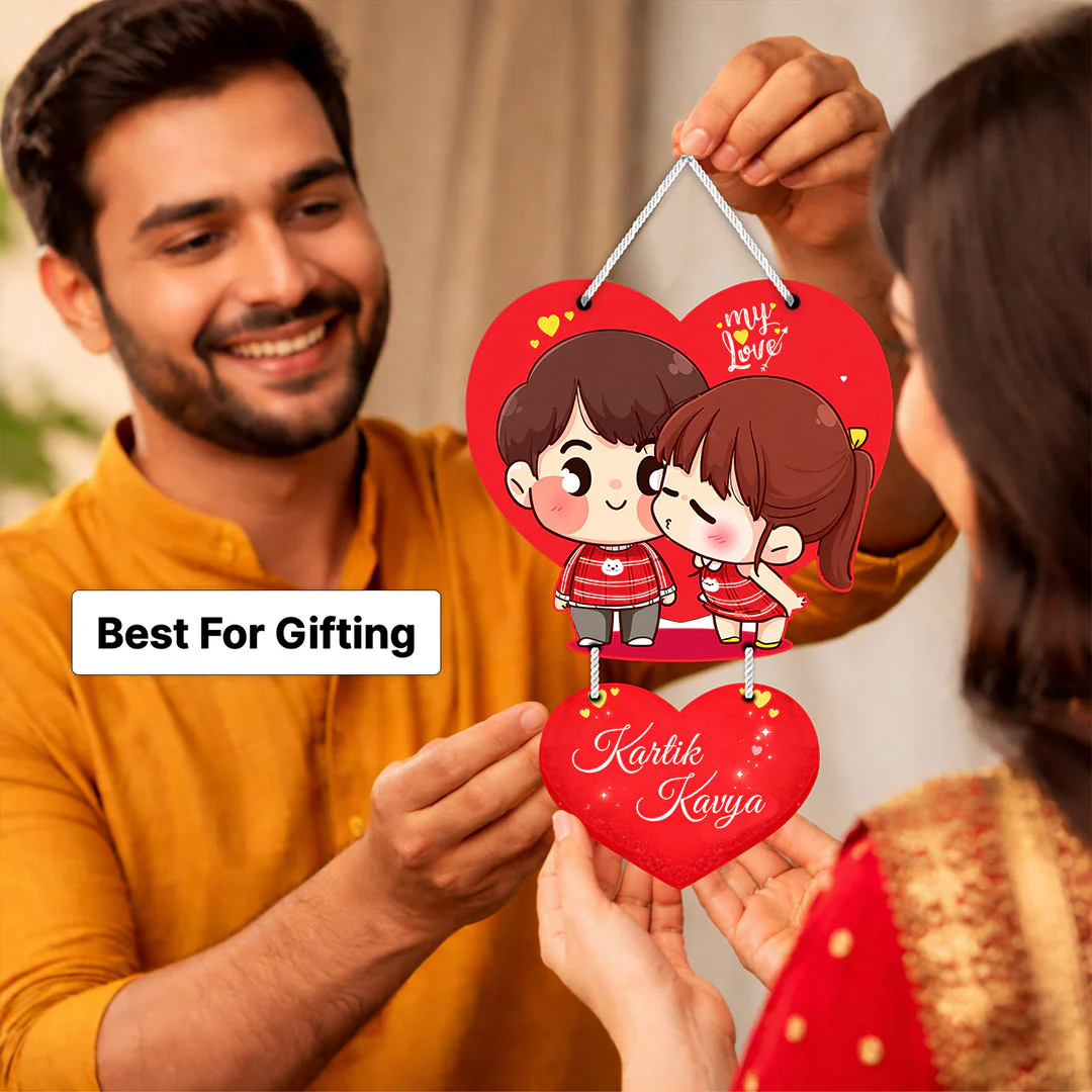 Personalized Heart Shape Couple Wall Hanger-9x14" - Image 4
