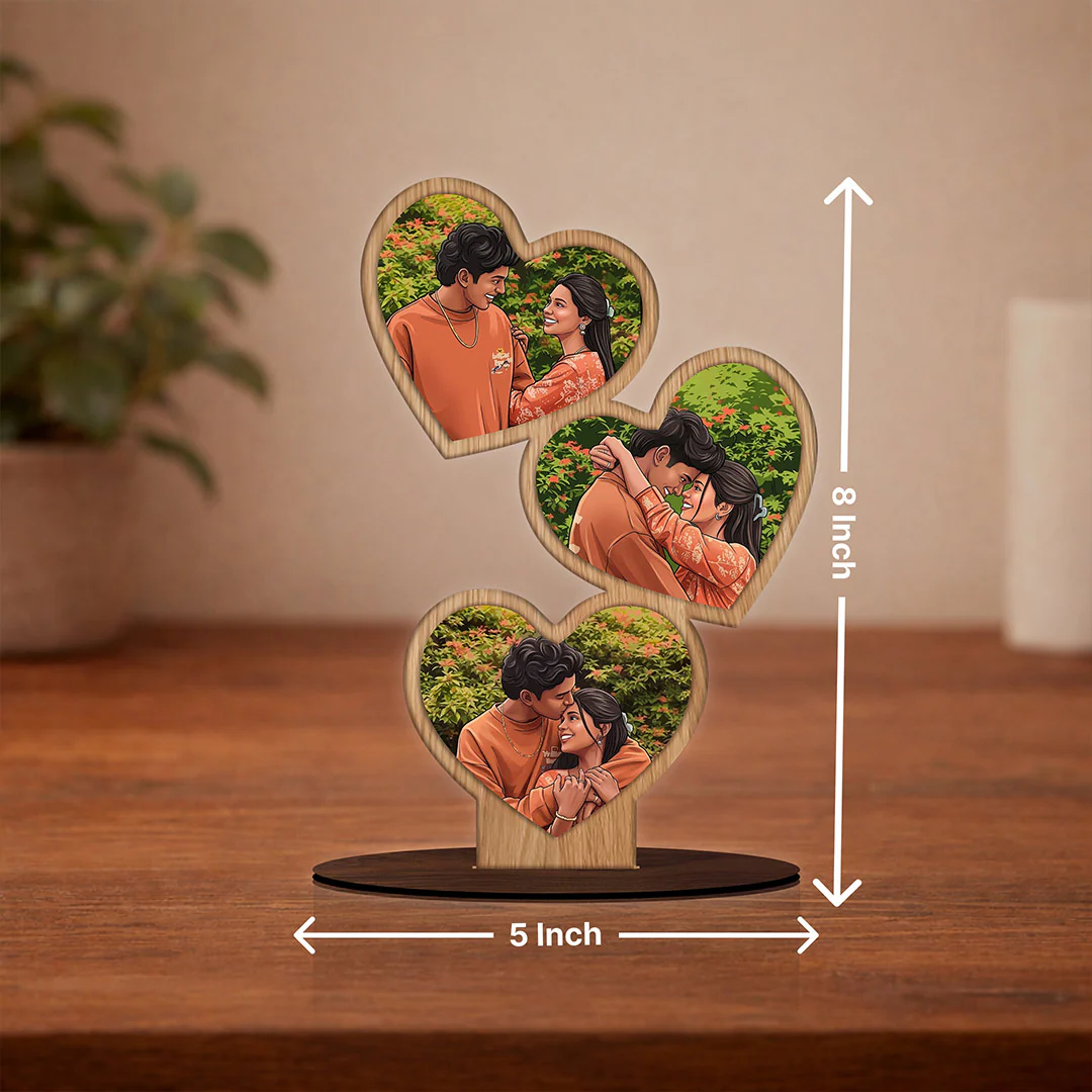 Personalized Heart Shape Wooden Photo Stand (5x8") - Image 3