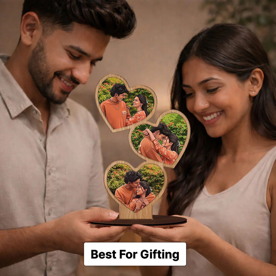 Personalized Heart Shape Wooden Photo Stand (5x8") - Image 5