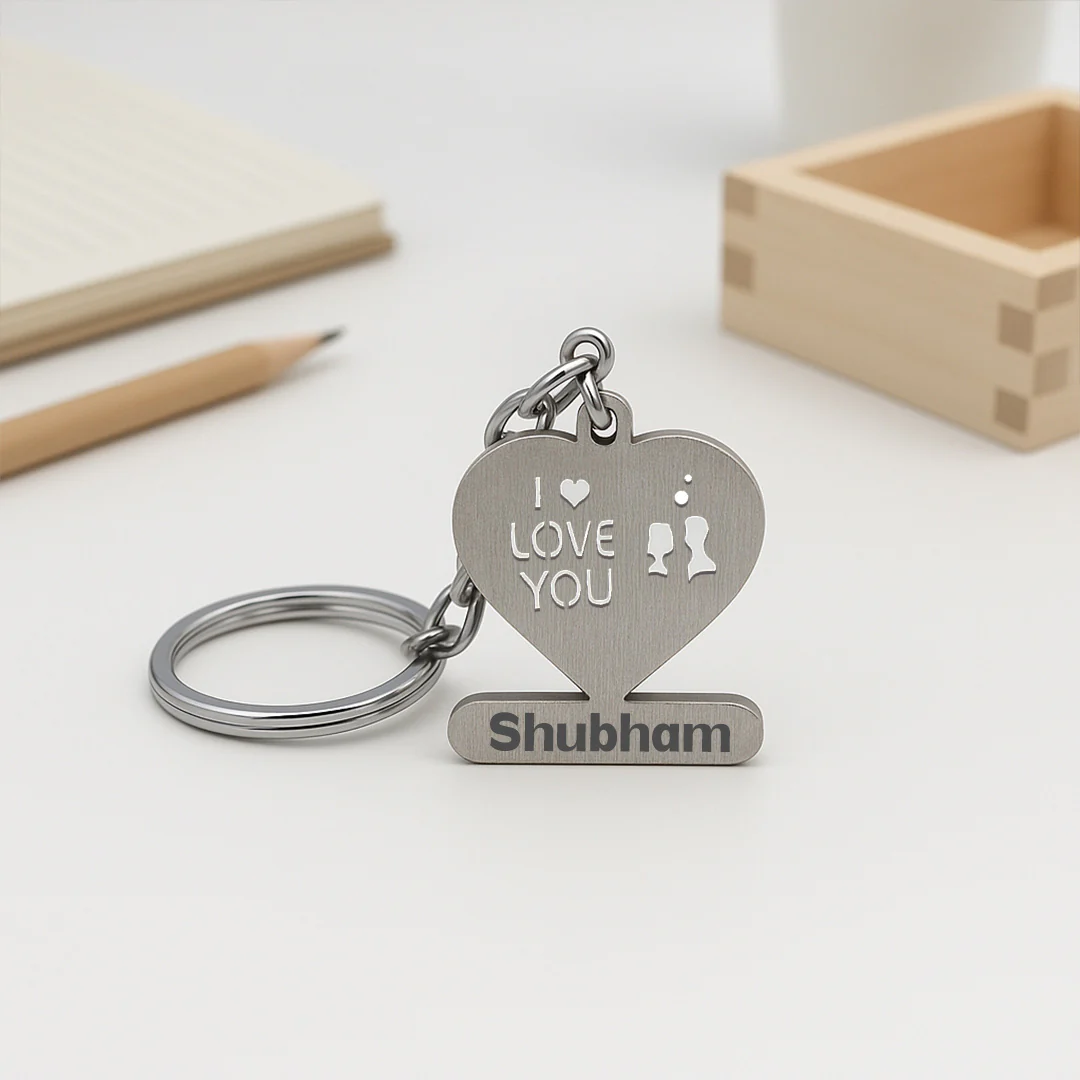 Personalized Heart-Shaped Metal Keychain - Image 3