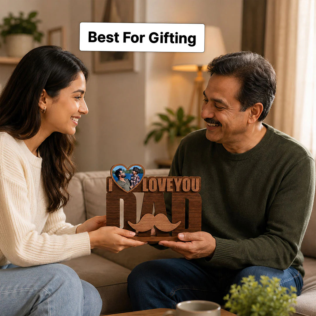 Personalized I Love You Dad Wooden Photo Frame | Custom Father Memory Gift - 6x5" - Image 5