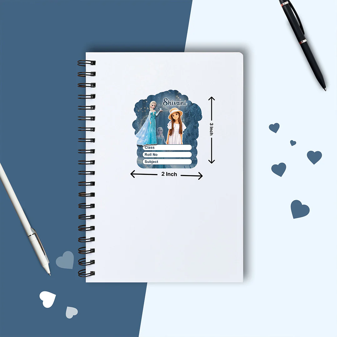 Personalized Ice Princess Cartoon Kids Name Slips – Illustrated Cartoon Art School Name Stickers (2×3 Inch, 24 Stickers) - Image 4