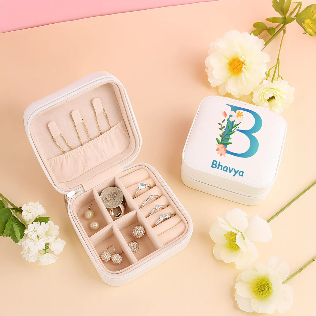 Personalized Jewellery Travel Case with Name & Initial