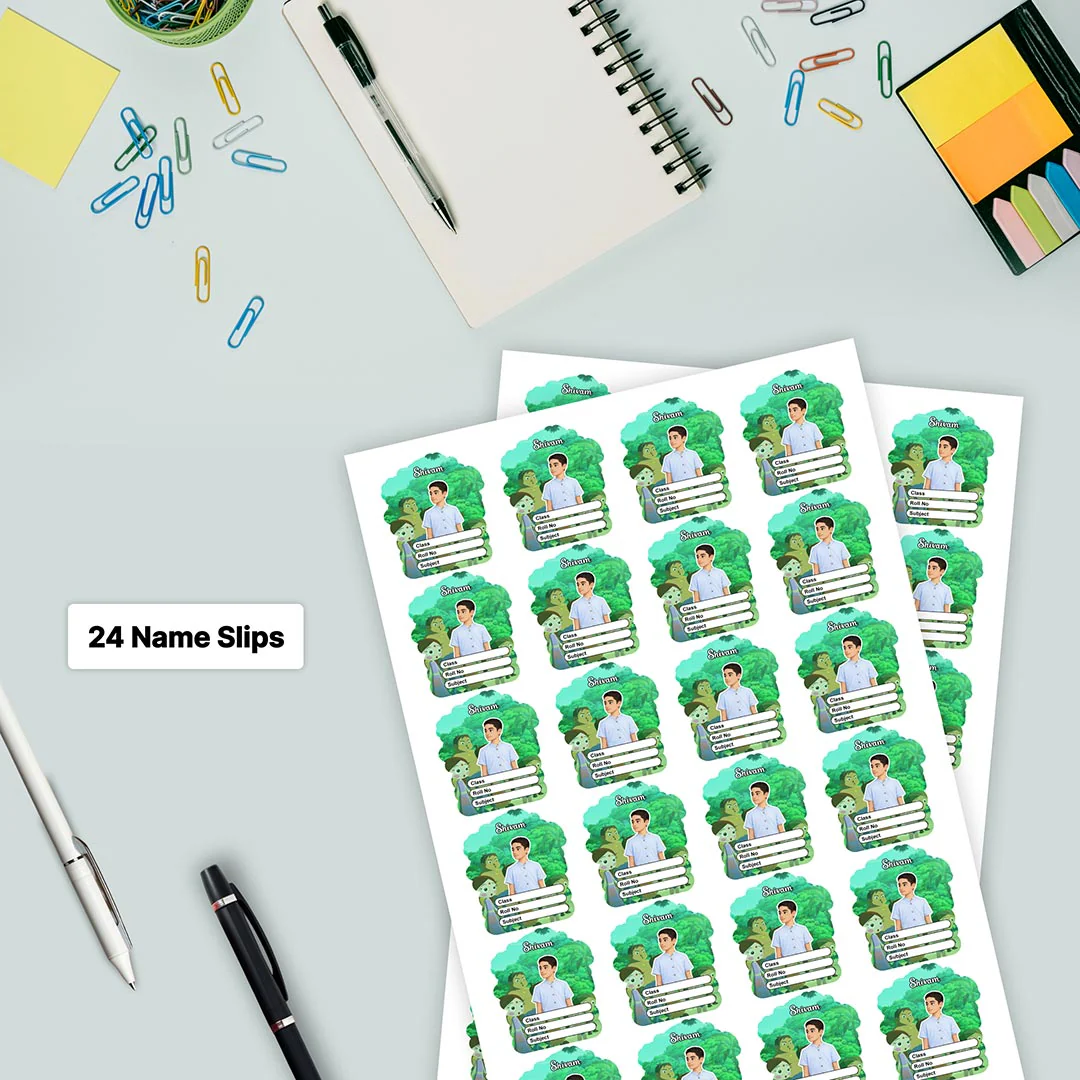 Personalized Jungle Cartoon Kids Name Slips – Illustrated Cartoon Art School Name Stickers (2×3 Inch, 24 Stickers) - Image 5