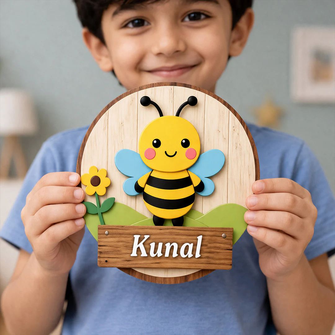 Personalized Kids Bee Name Wooden Door Sign-10x10" - Image 4