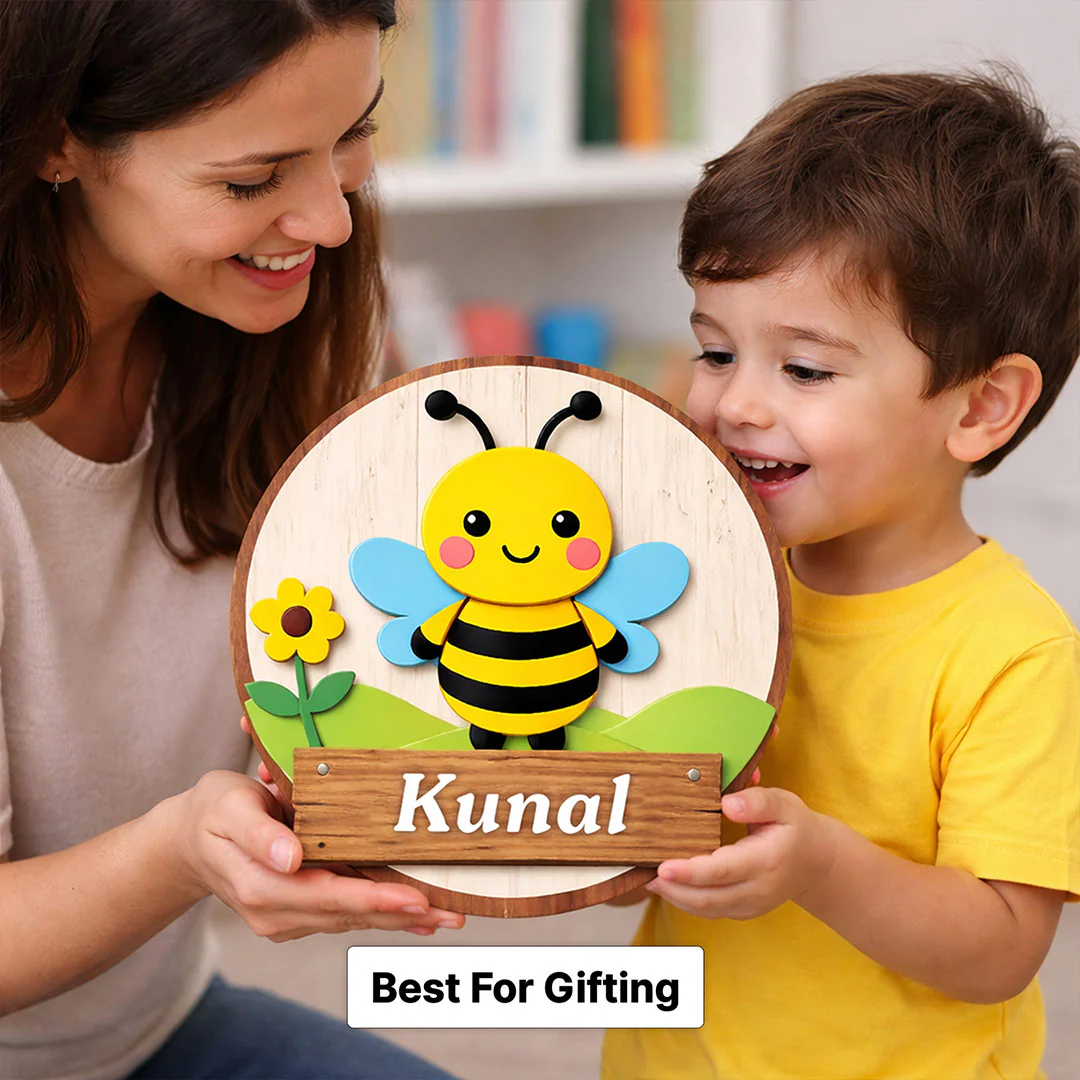 Personalized Kids Bee Name Wooden Door Sign-10x10" - Image 5