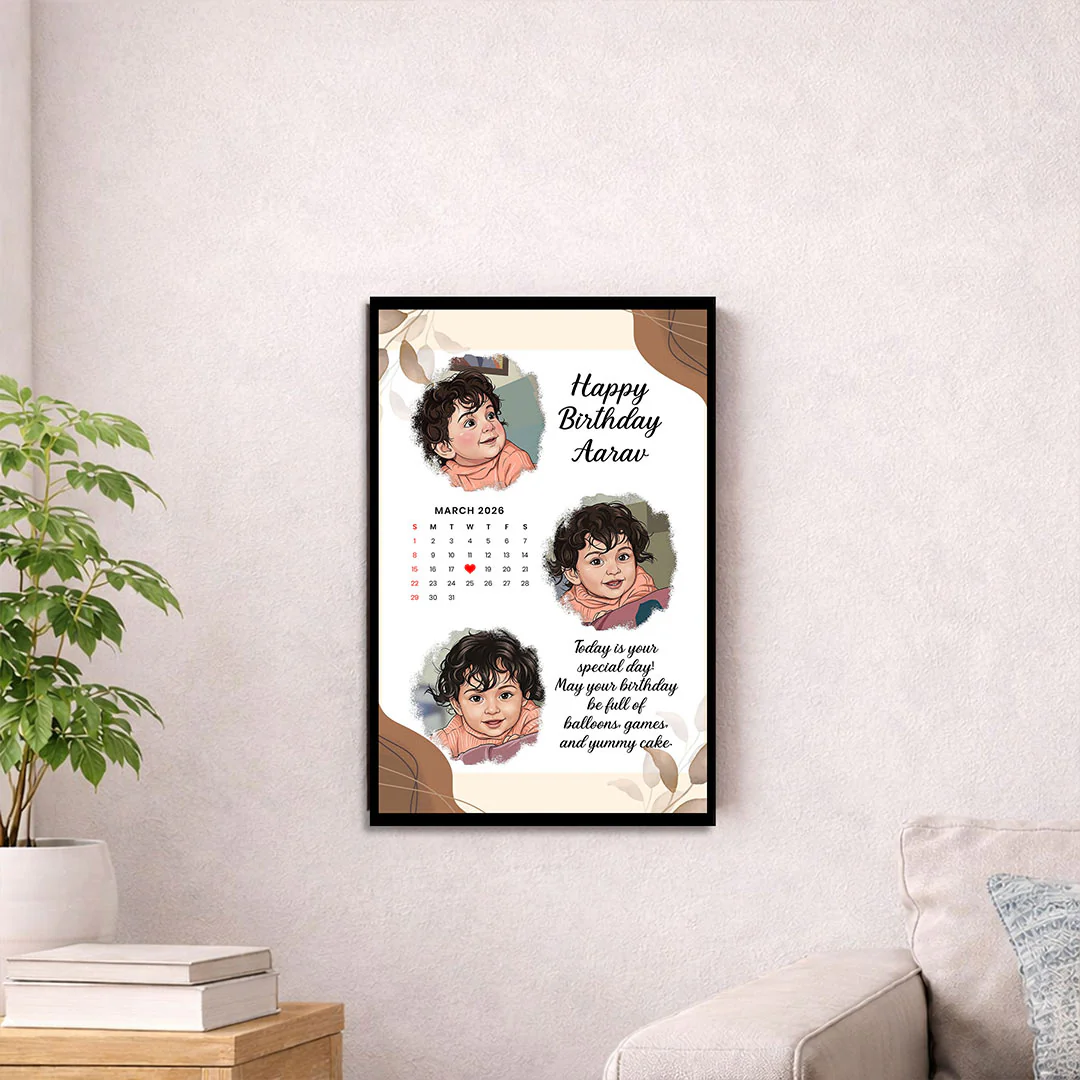 Personalized Kids Birthday Photo Calendar Frame