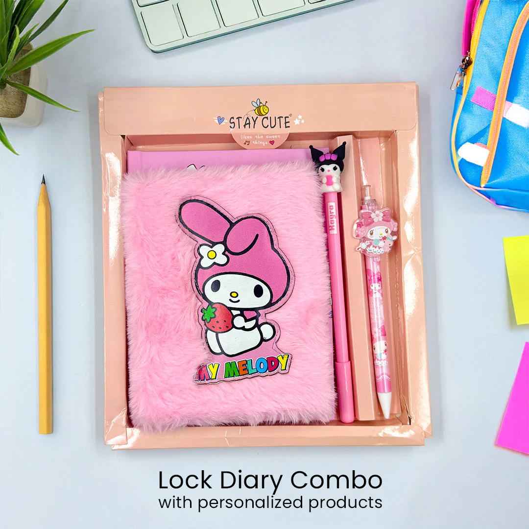 Personalized Kids Cute Lock Diary Combo - Lock Diary| Soft Fur Diary| Pen| Pencil| - Image 13