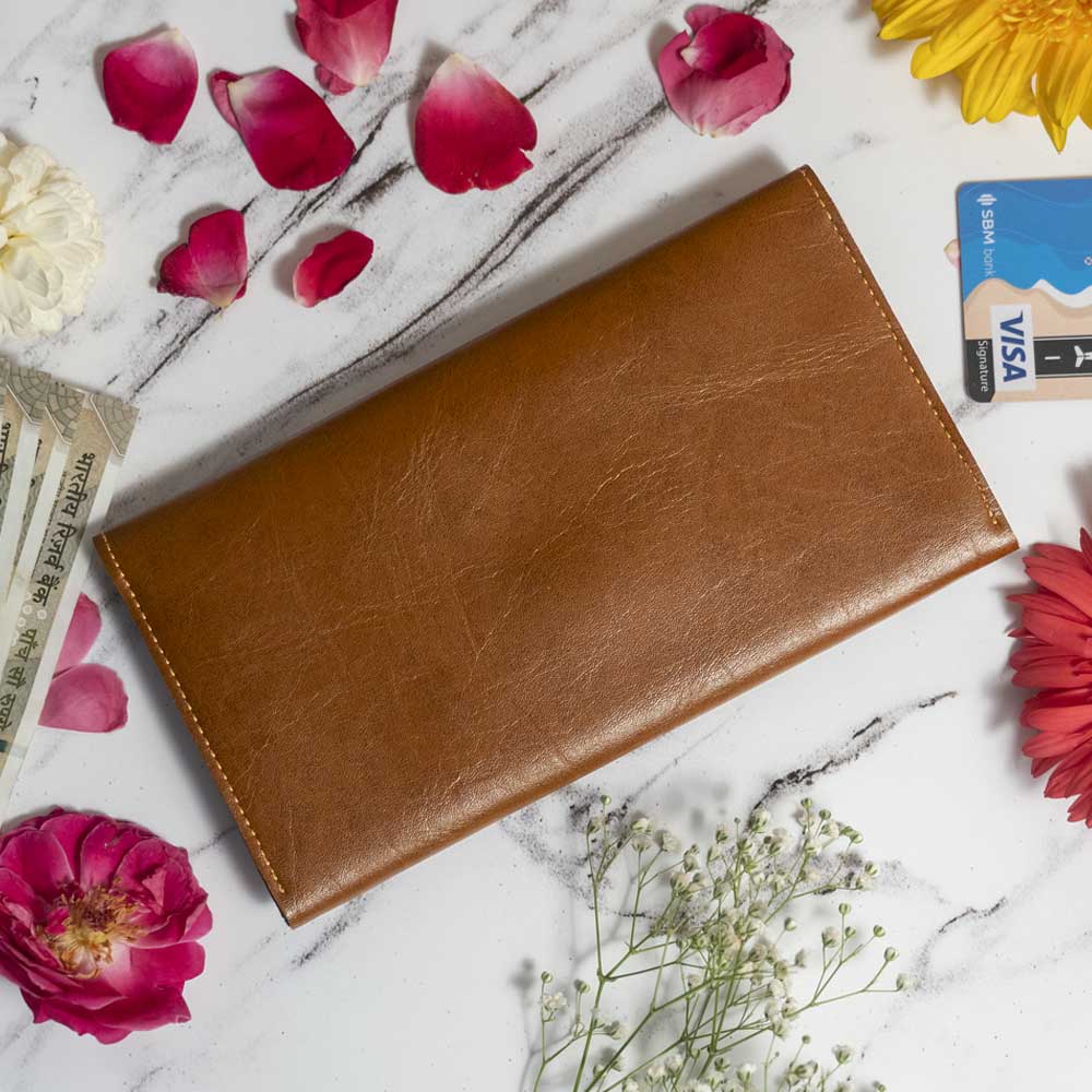 Personalized Ladies Clutch With Charm - Light Brown - Image 4