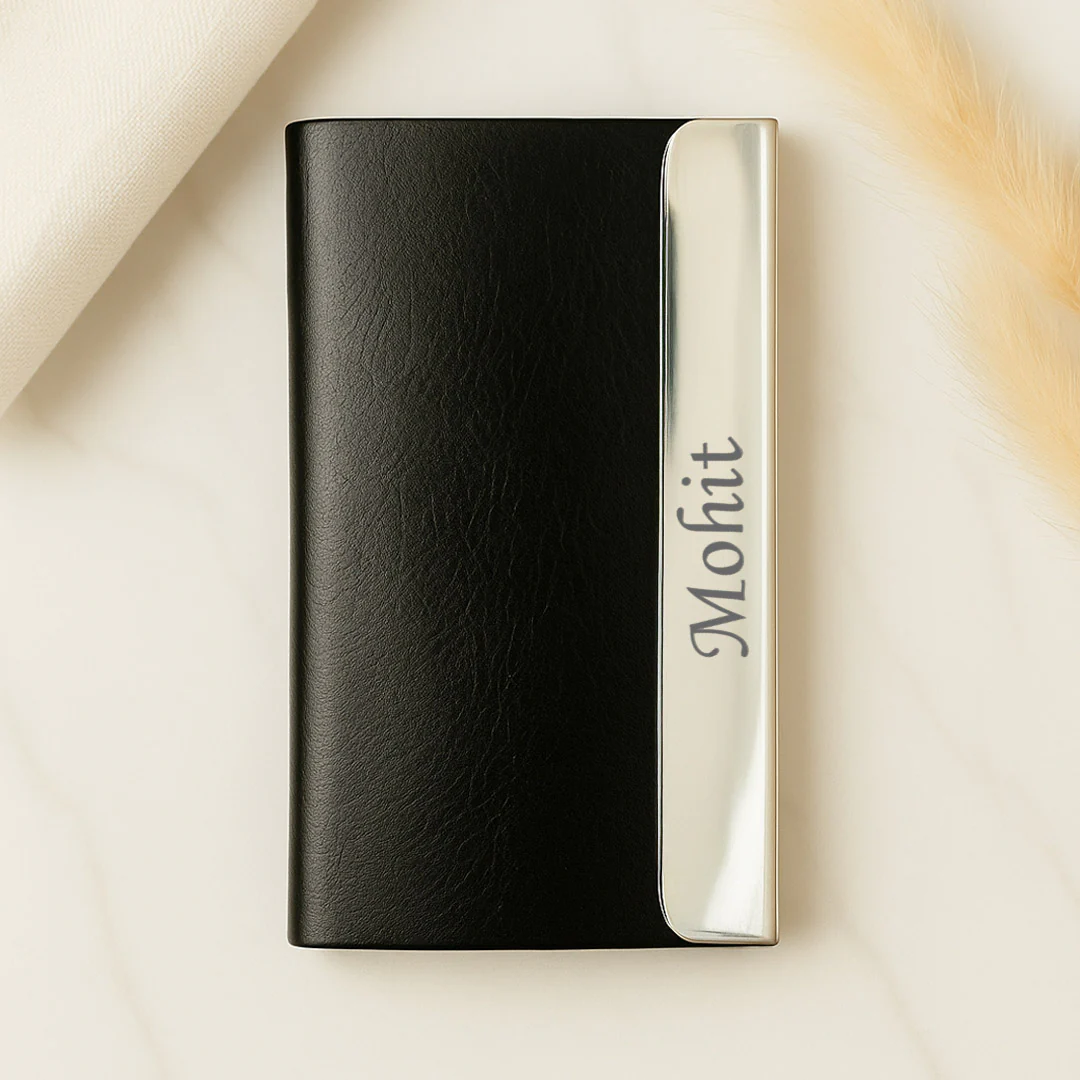 Personalized Leather Card Holder with Nameplate - Image 4