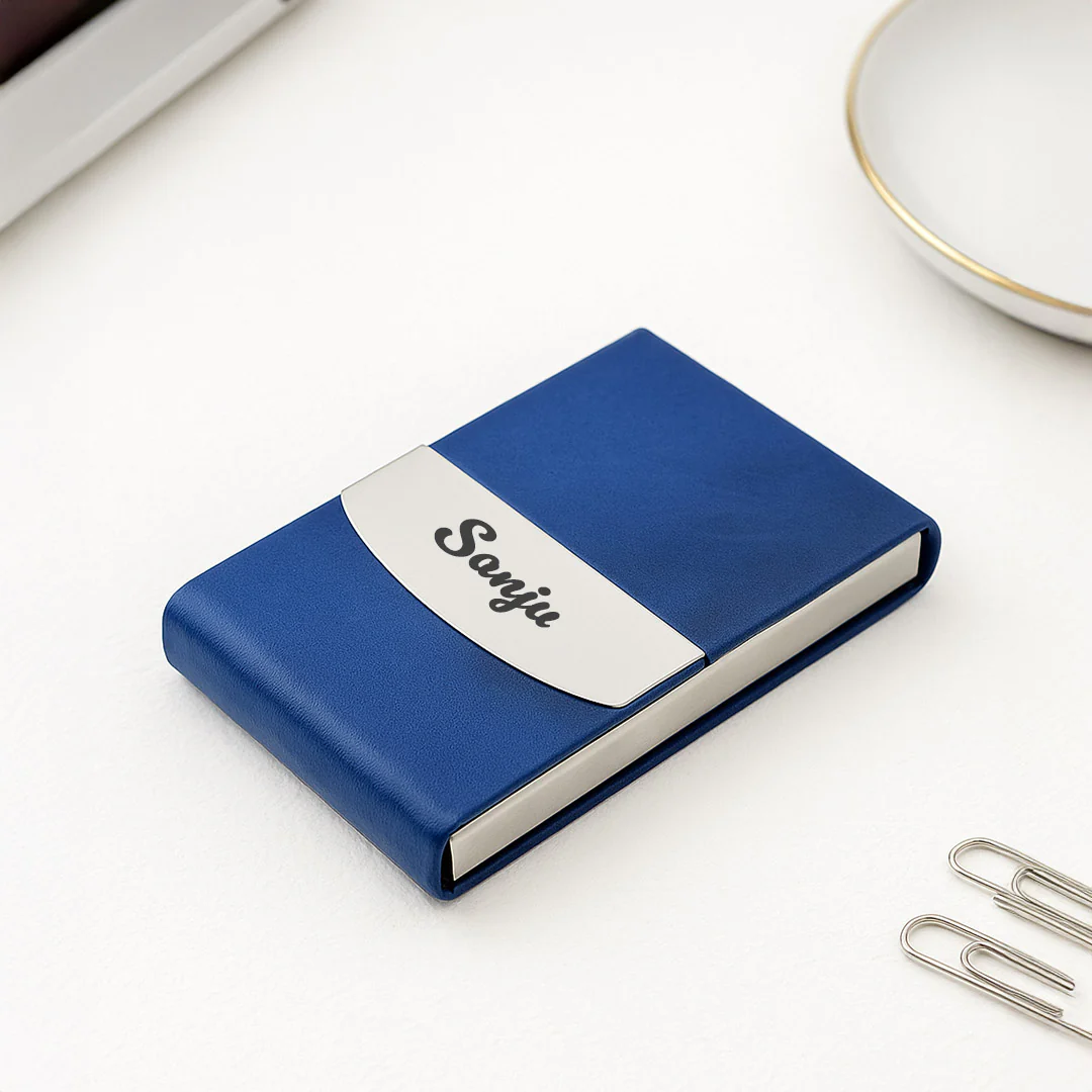 Personalized Leatherette Business Card Holder - Image 5
