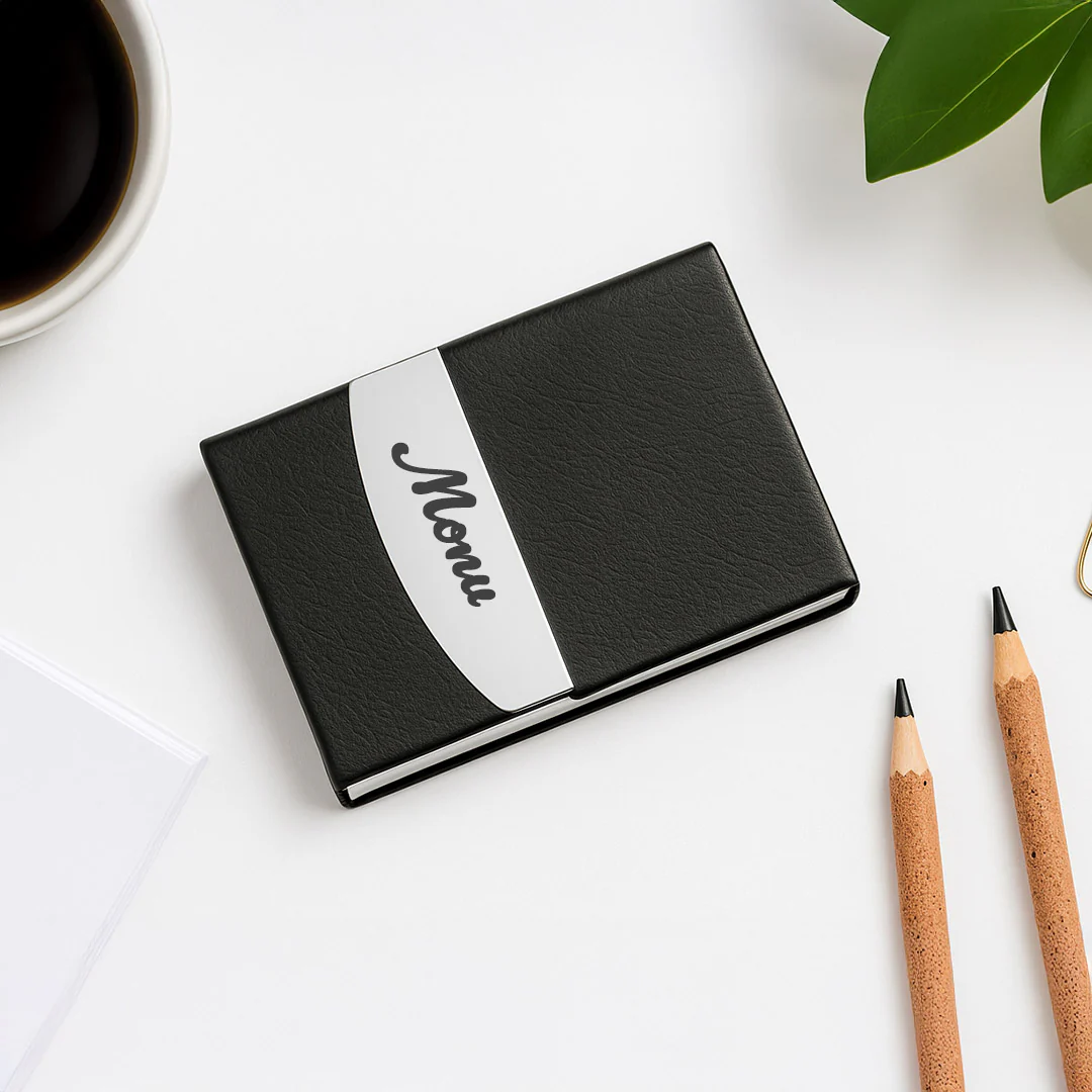 Personalized Leatherette Business Card Holder - Image 6