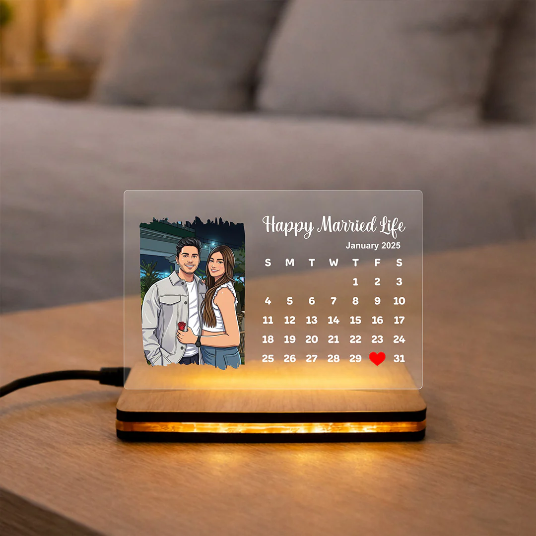 Personalized LED Acrylic Calendar Photo Frame(7x5")