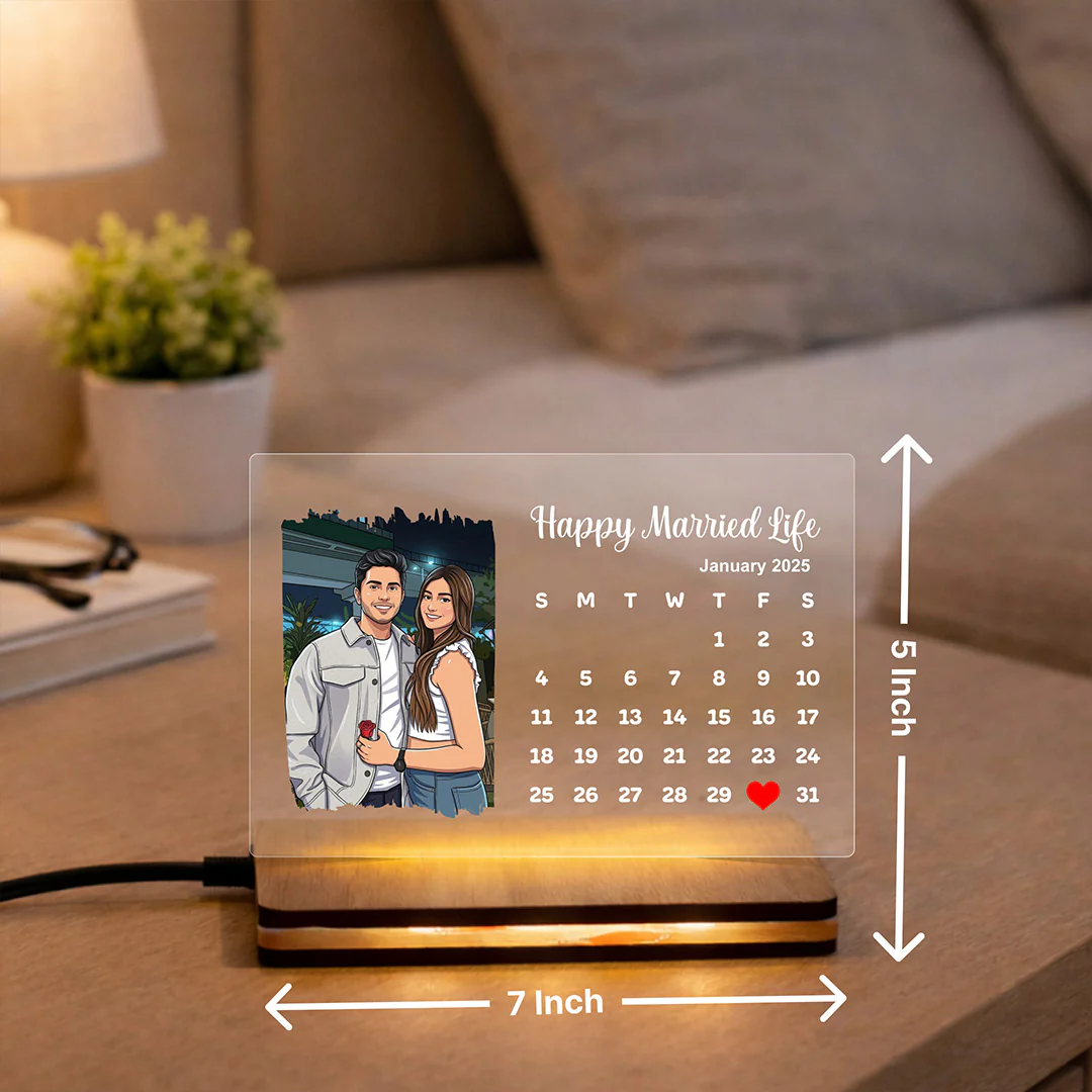 Personalized LED Acrylic Calendar Photo Frame(7x5") - Image 2