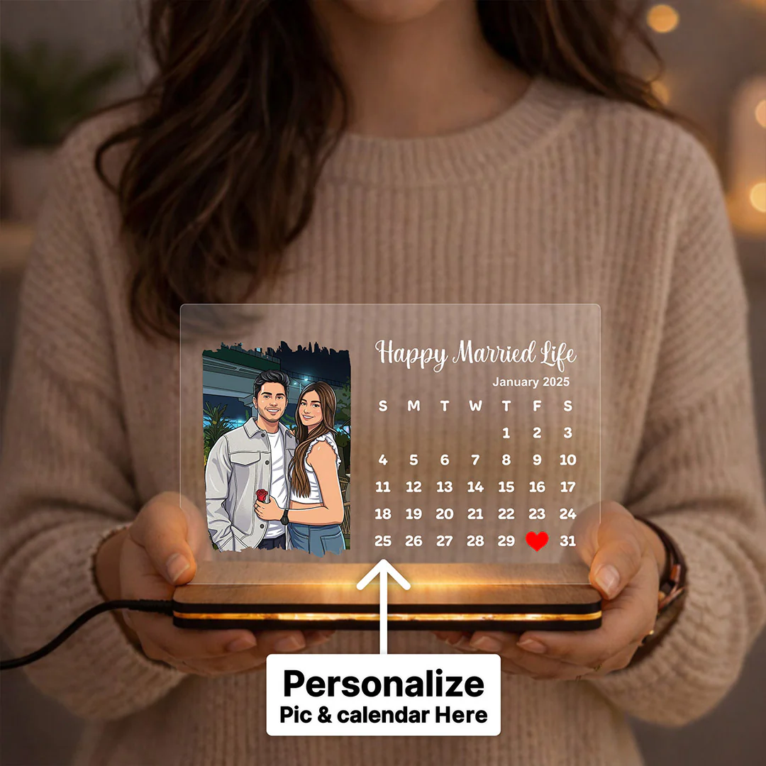 Personalized LED Acrylic Calendar Photo Frame(7x5") - Image 3