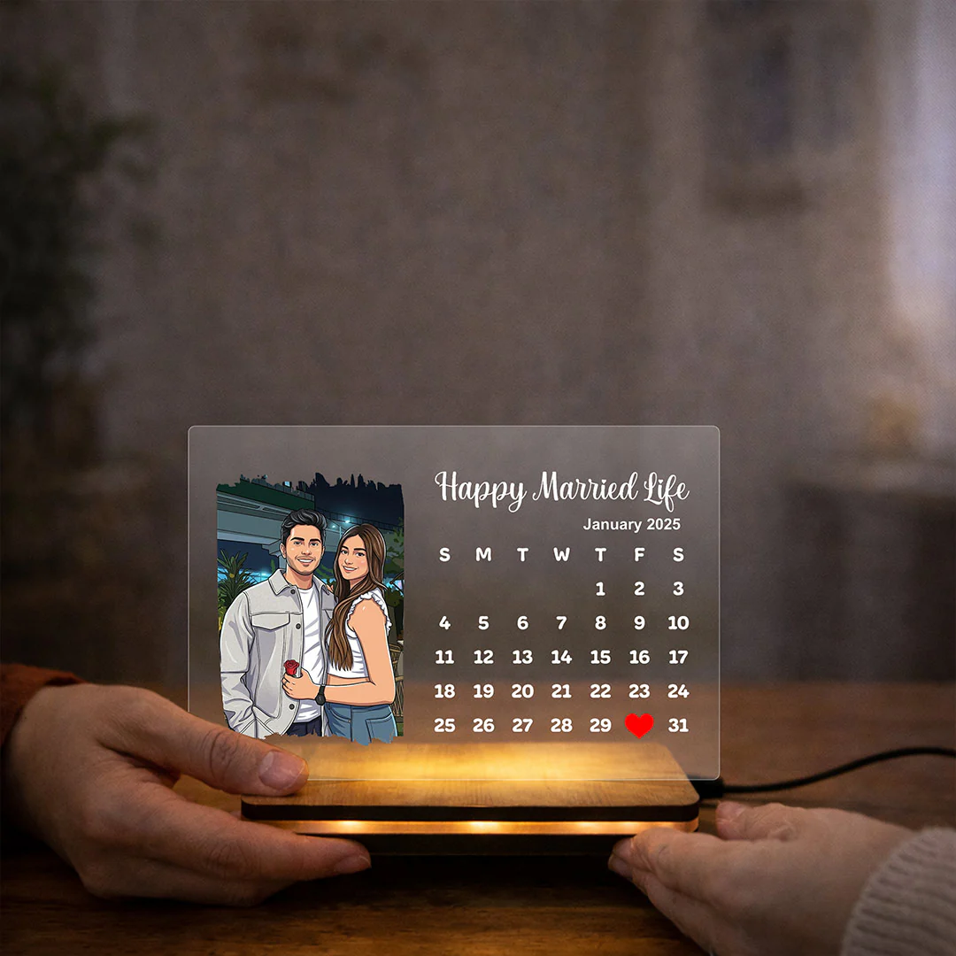 Personalized LED Acrylic Calendar Photo Frame(7x5") - Image 4