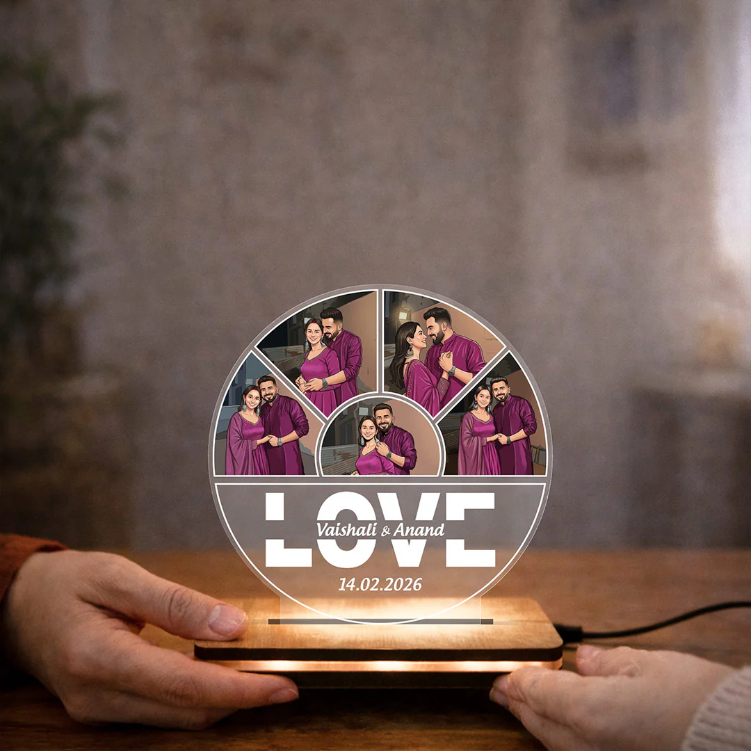 Personalized LED Acrylic Couple Photo Frame Lamp (8x8") - Image 4