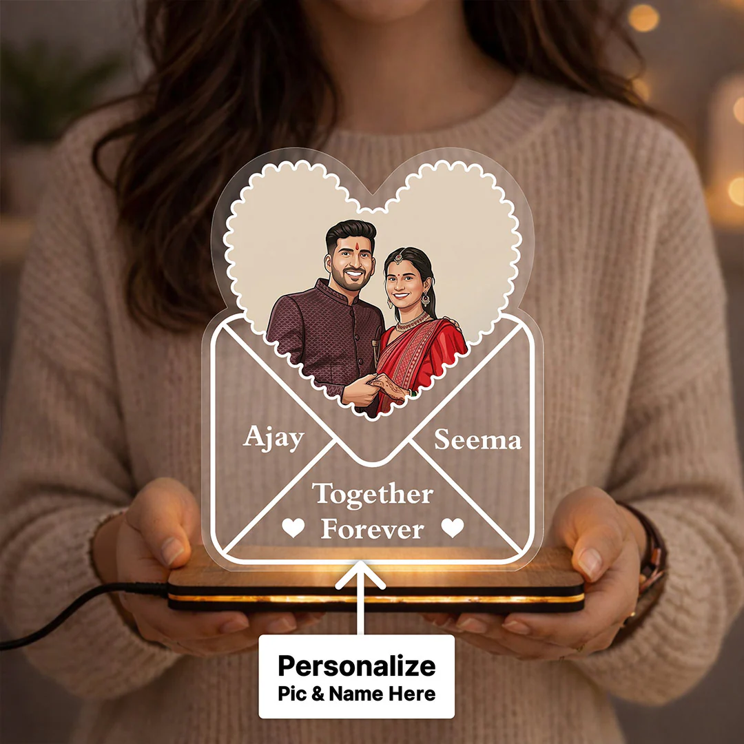Personalized LED Acrylic Heart Couple Night Lamp (5x7") - Image 3