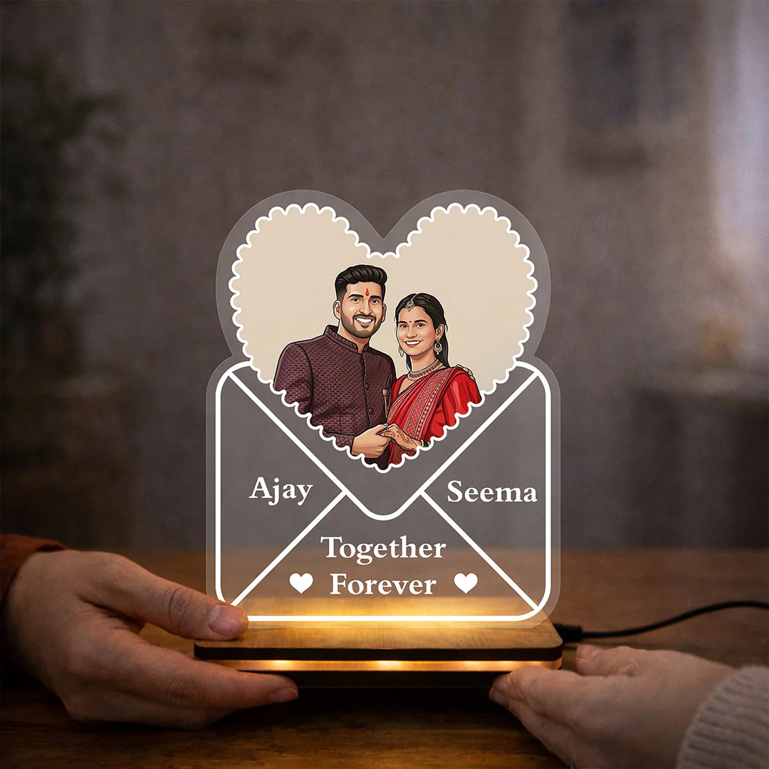 Personalized LED Acrylic Heart Couple Night Lamp (5x7") - Image 5