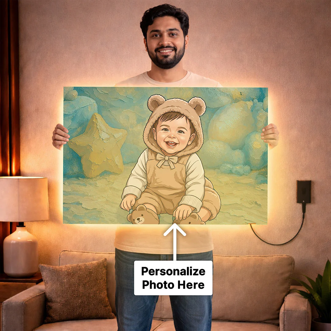 Personalized LED Acrylic Wall Baby Cartoon Frame (24x36") - Image 3