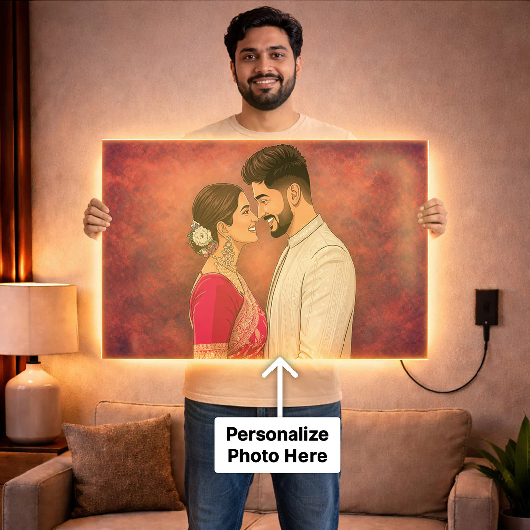 Personalized LED Acrylic Wall Couple Cartoon Frame (24x36") - Image 3