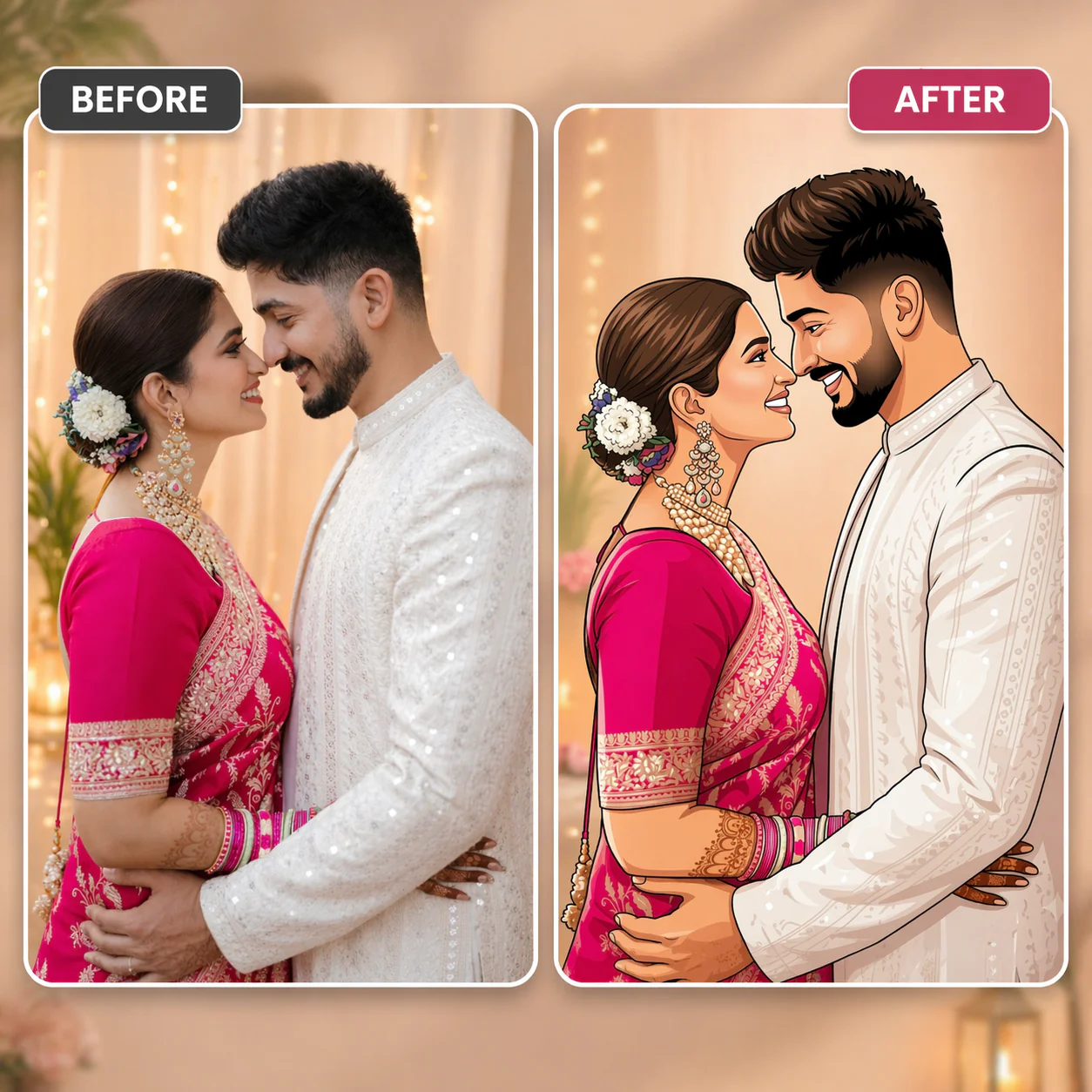 Personalized LED Acrylic Wall Couple Cartoon Frame (24x36") - Image 5