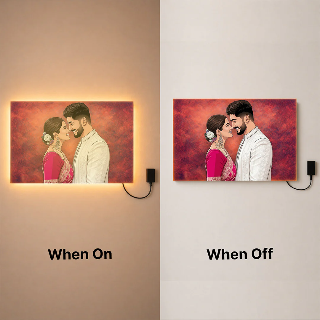Personalized LED Acrylic Wall Couple Cartoon Frame (24x36") - Image 6