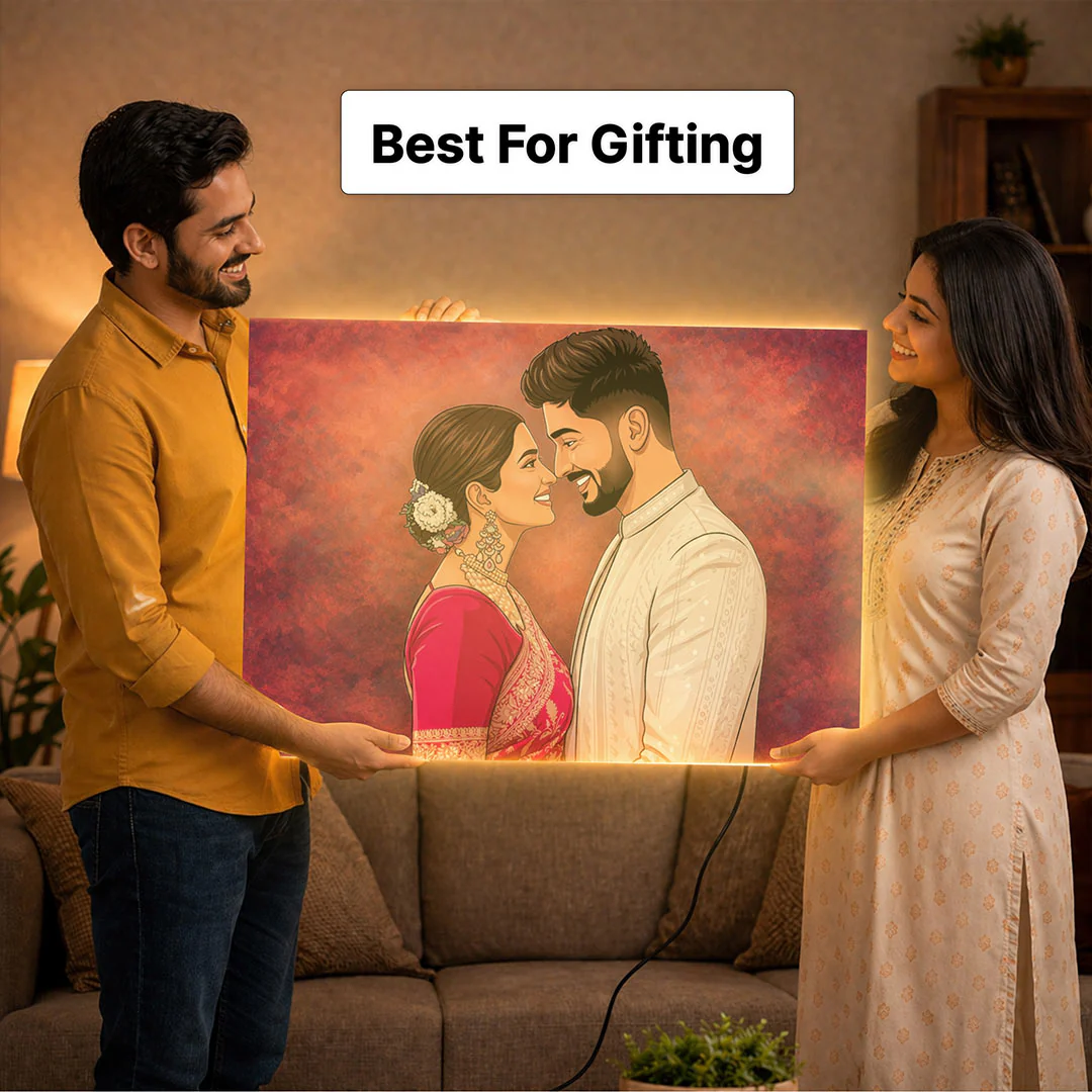 Personalized LED Acrylic Wall Couple Cartoon Frame (24x36") - Image 8