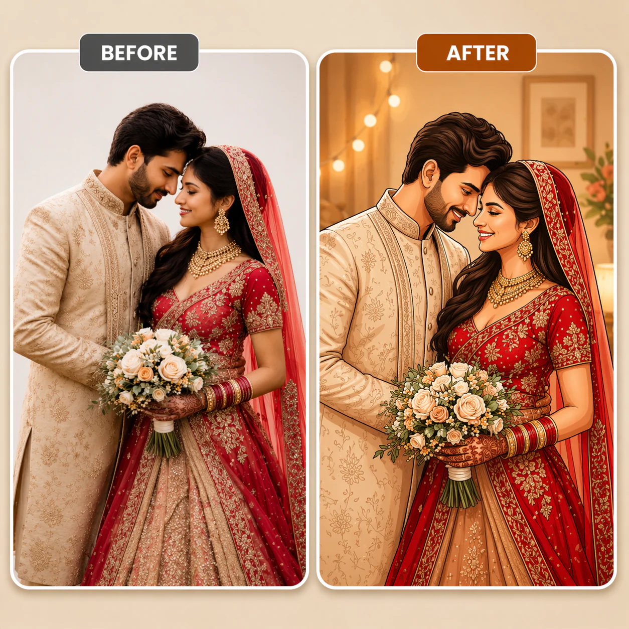 Personalized LED Acrylic Wedding Couple Cartoon Wall Frame (24x36") - Image 4