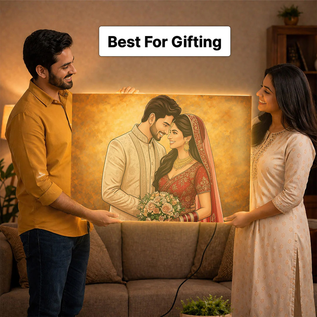 Personalized LED Acrylic Wedding Couple Cartoon Wall Frame (24x36") - Image 9