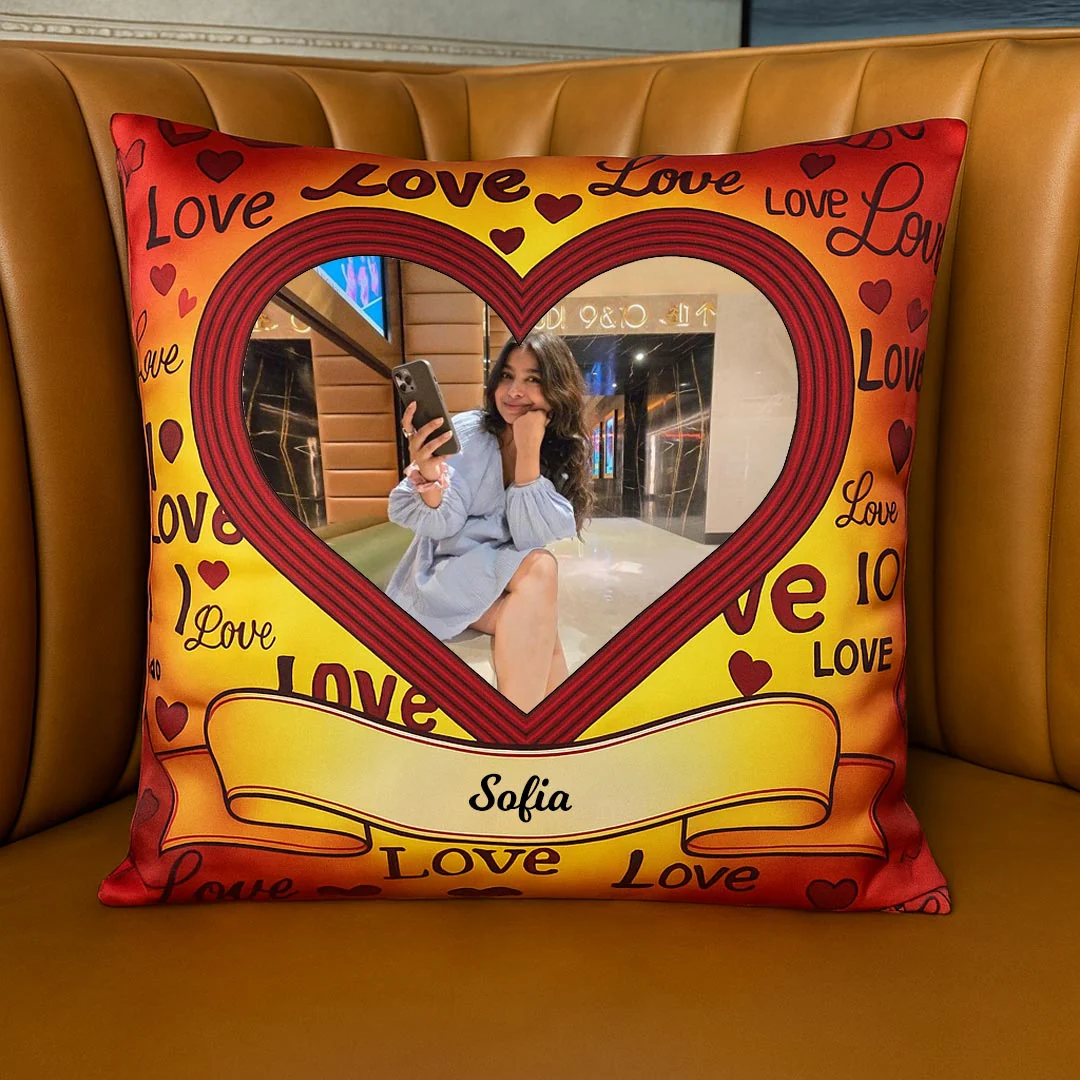Personalized Love Cushion with Photo & Name