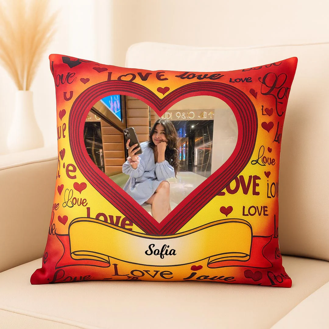 Personalized Love Cushion with Photo & Name - Image 4