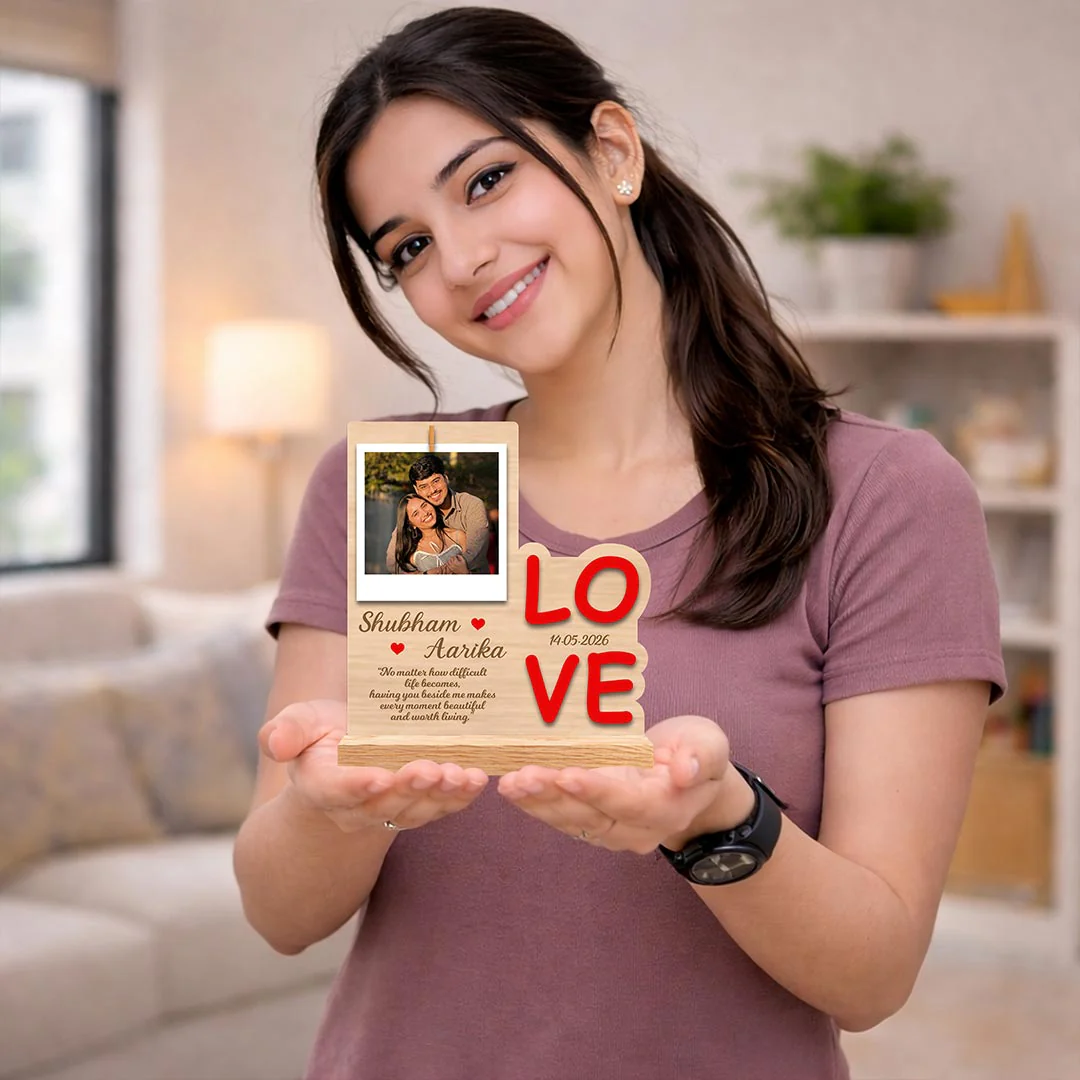 Personalized Love Wooden Table Top Frame | Romantic Keepsake Gift for Couples 6x6" - Image 4