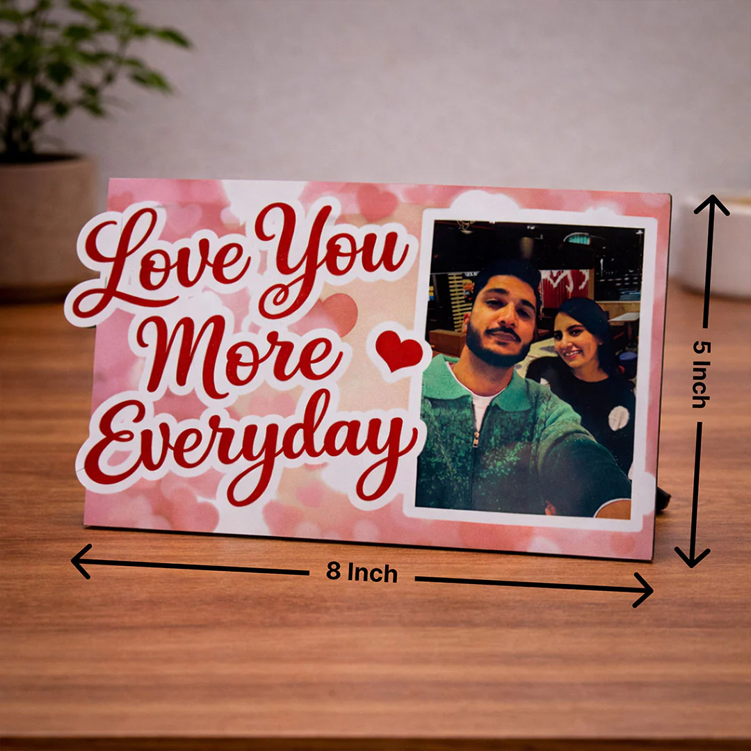 Personalized Love You More Everyday Wooden Photo Frame-8x5" - Image 2