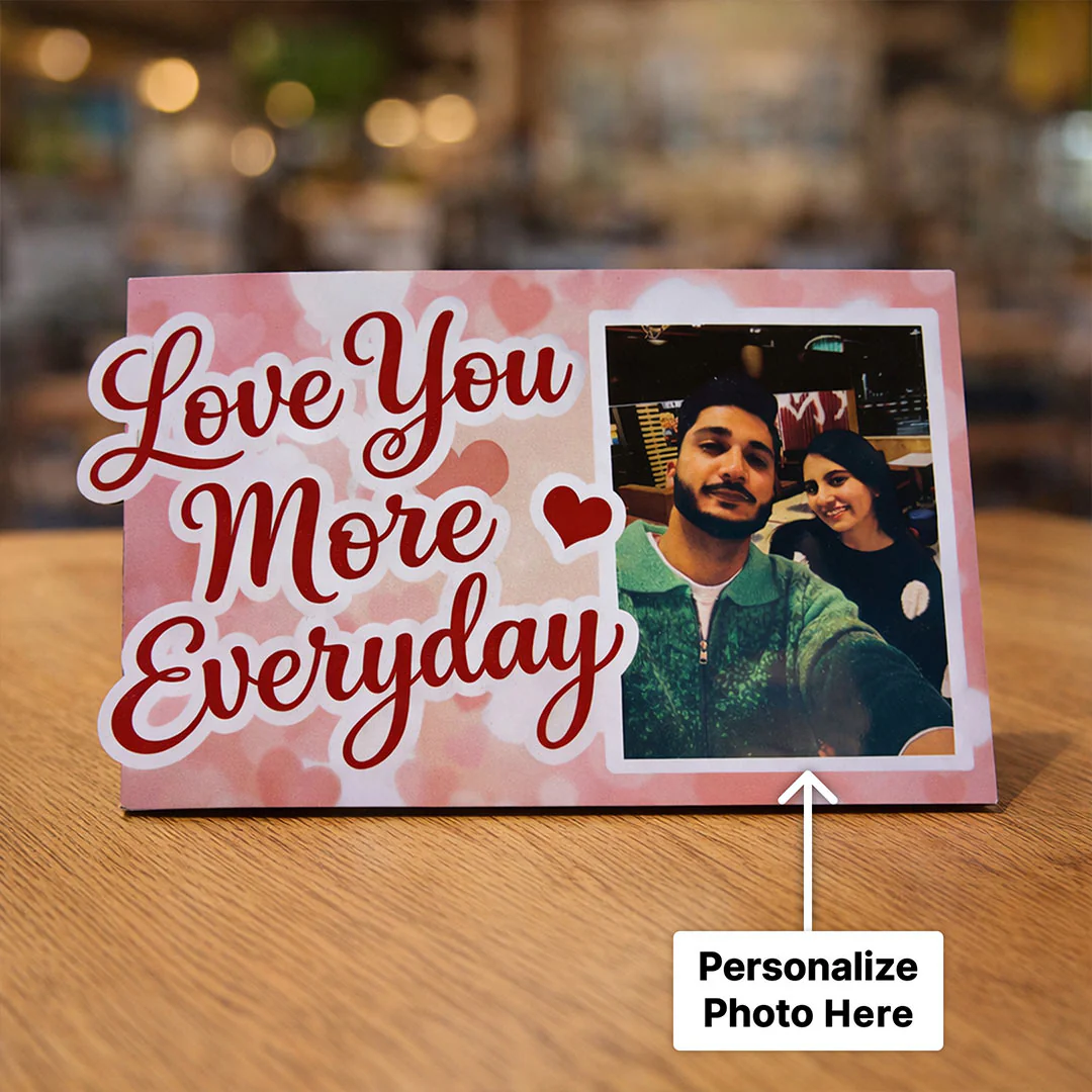 Personalized Love You More Everyday Wooden Photo Frame-8x5" - Image 3