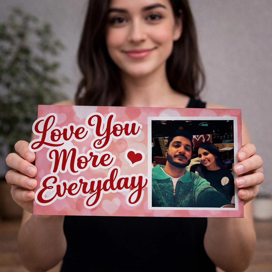 Personalized Love You More Everyday Wooden Photo Frame-8x5" - Image 5