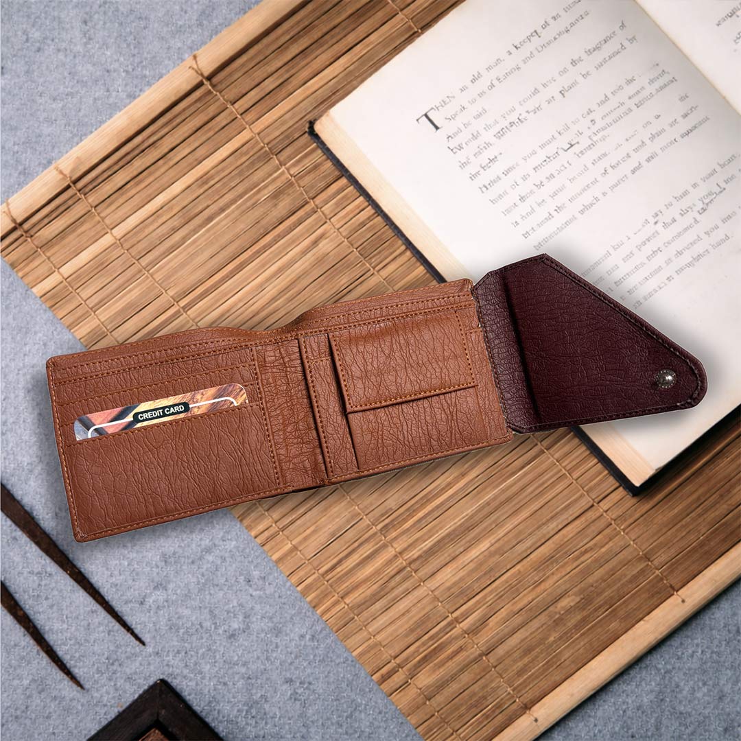 Personalized Men’s Brown & Dark Maroon Bi-Fold Wallet for Boys, Husband & Boyfriend - Image 3