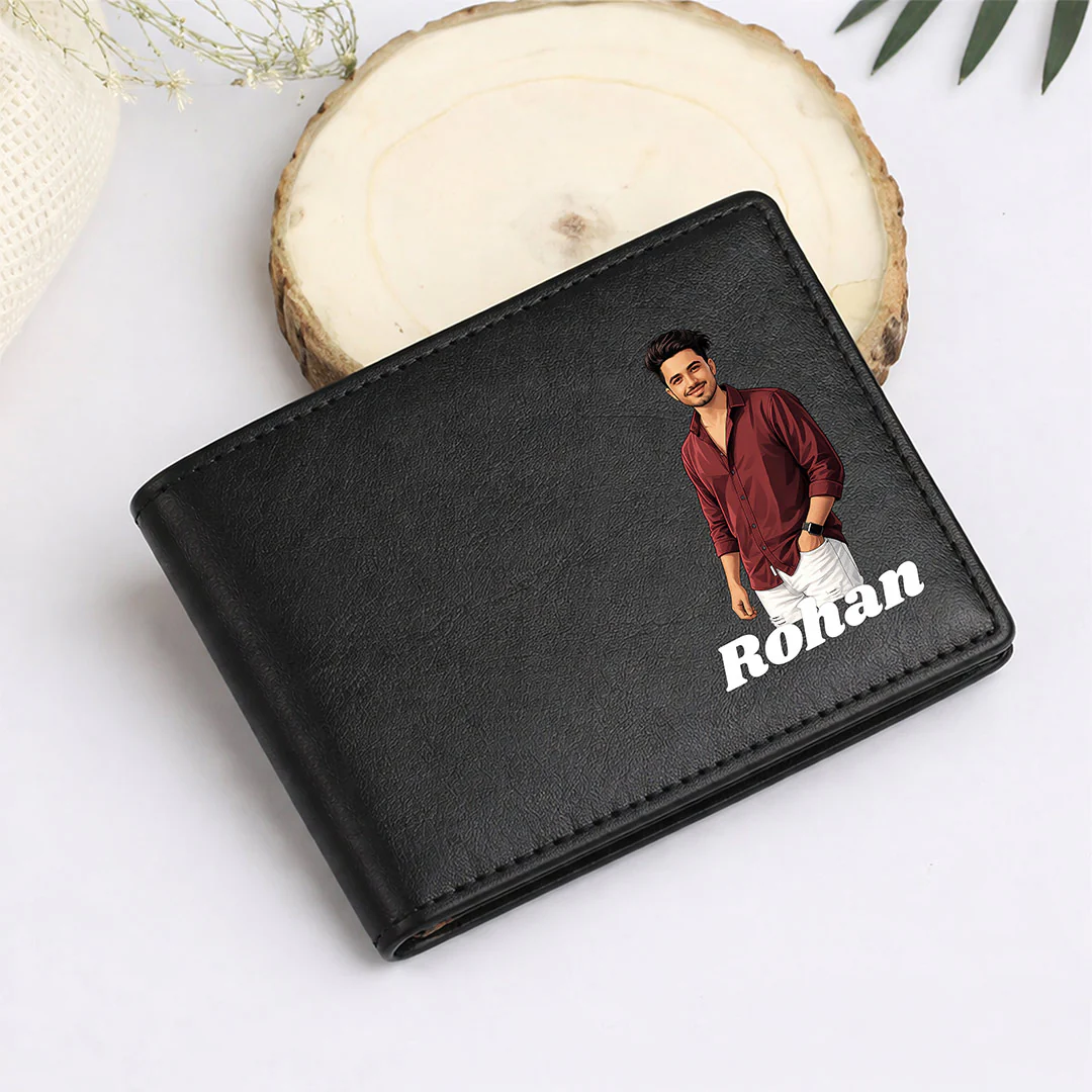 Personalized Men’s Leather Black Wallet for Boys, Husband & Boyfriend