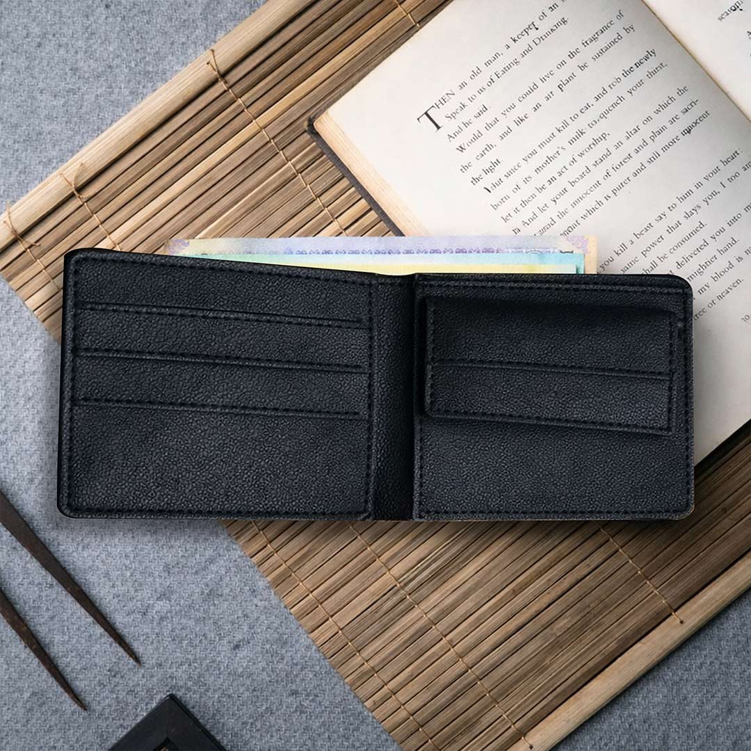 Personalized Men’s Leather Black Wallet for Boys, Husband & Boyfriend - Image 3
