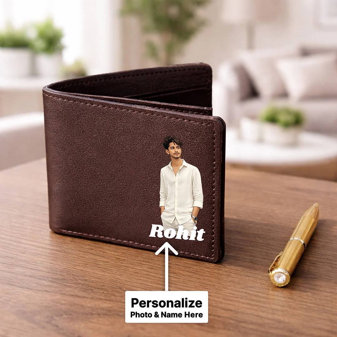 Personalized Men’s Leather Brown Wallet for Boys, Husband & Boyfriend - Image 2
