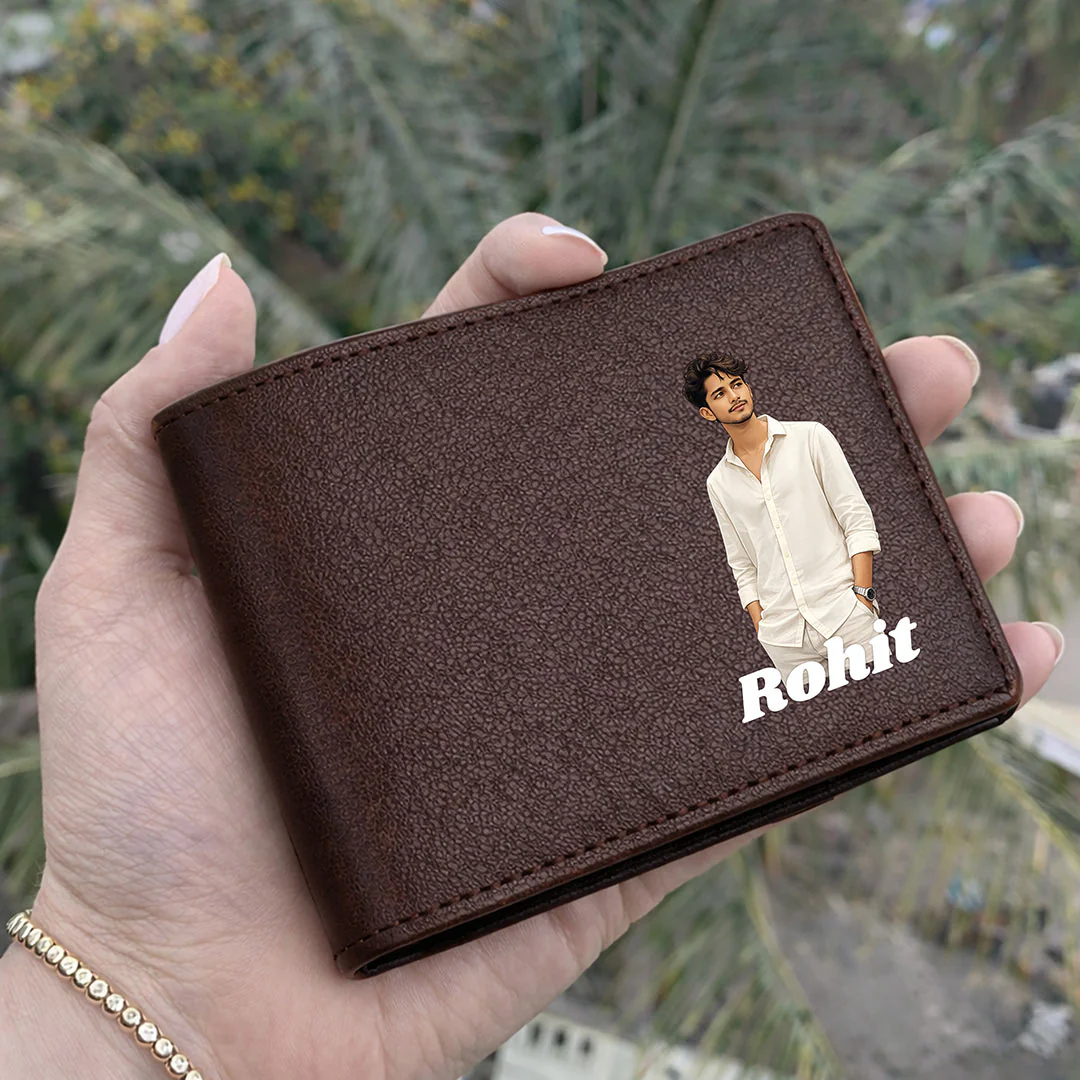 Personalized Men’s Leather Brown Wallet for Boys, Husband & Boyfriend - Image 4