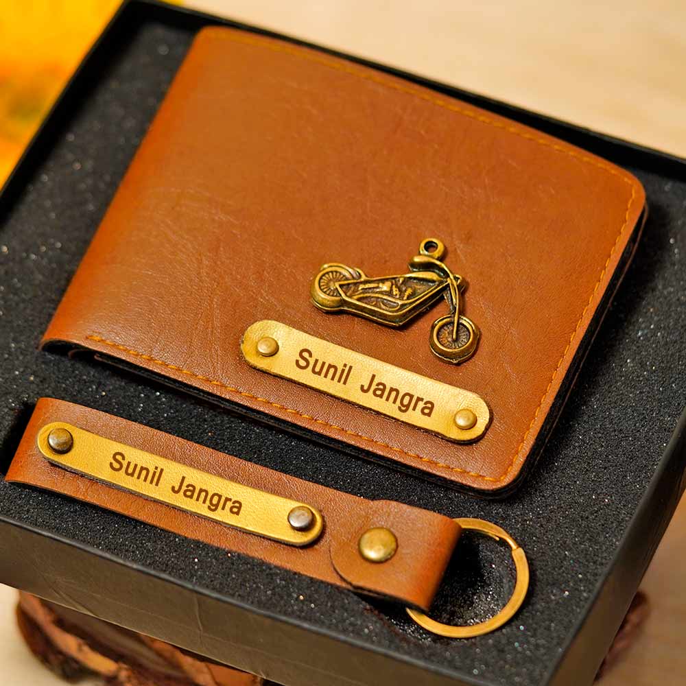 Personalized Men's Wallet & Keychain Combo - Image 10