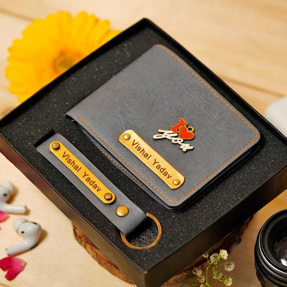 Personalized Men's Wallet & Keychain Combo - Image 16