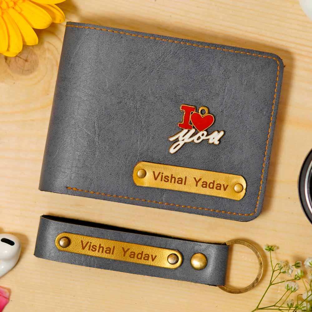 Personalized Men's Wallet & Keychain Combo - Image 17
