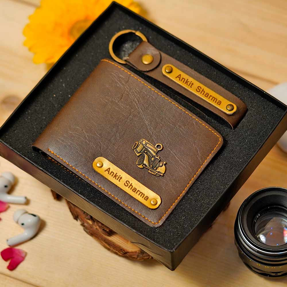 Personalized Men's Wallet & Keychain Combo - Image 18