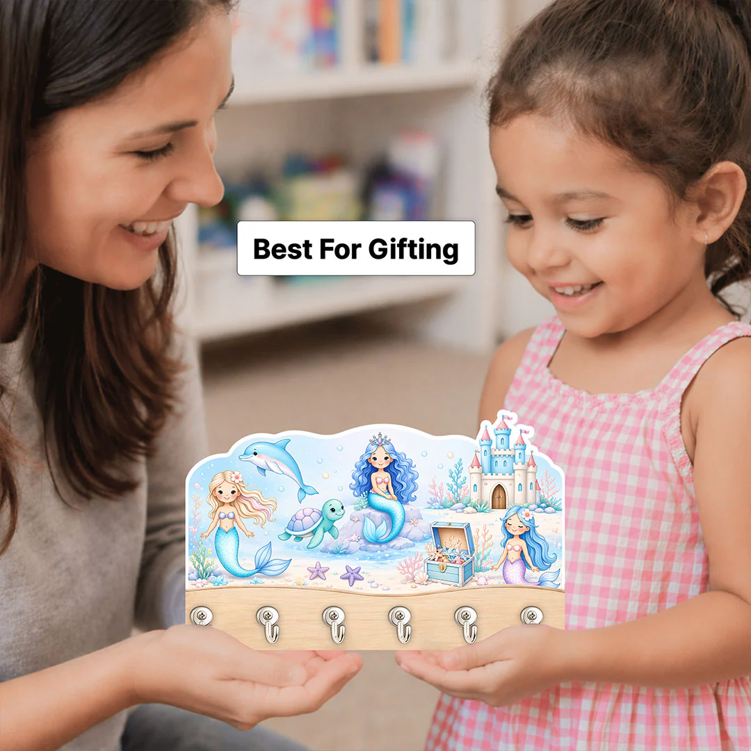 Personalized Mermaid Wooden Key Holder (6x10") - Image 3