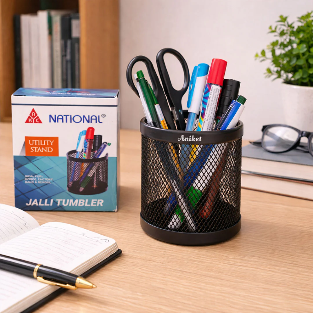 Personalized Metal Mesh Pen Stand | Premium Desk Organizer Gift for Students & Office - Image 4