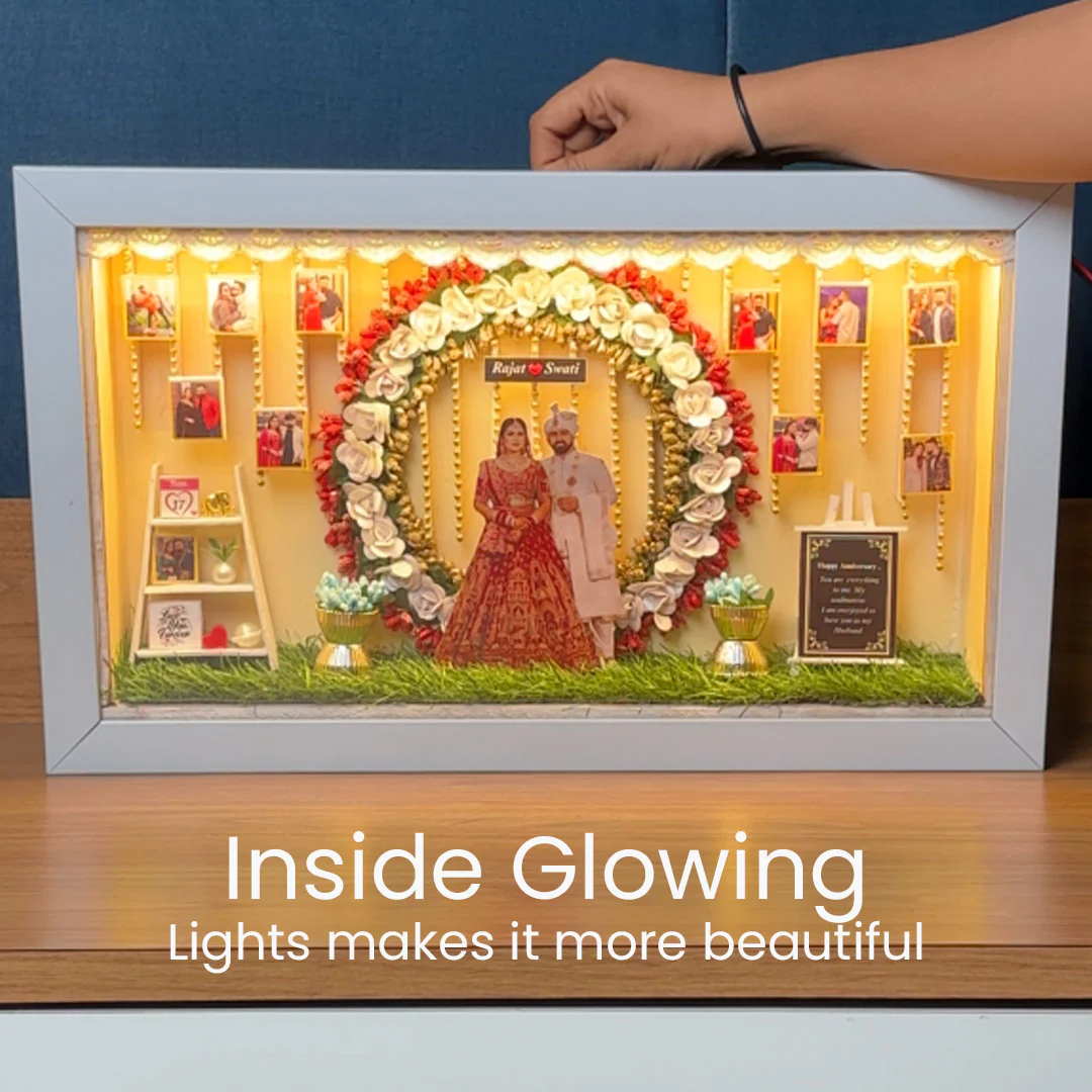 Personalized Miniature 3D Couple Frame With Lights - Image 7