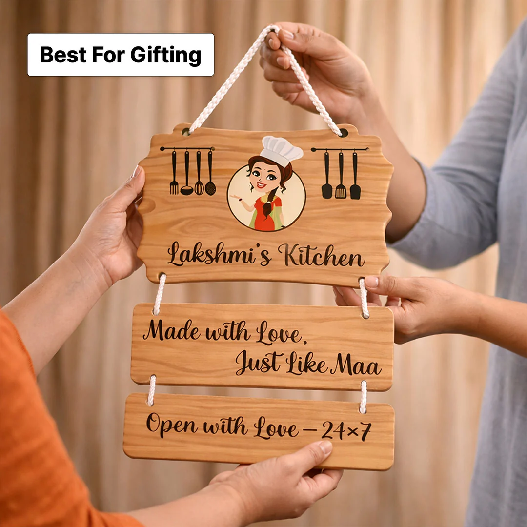 Personalized Mom Kitchen Wooden Wall Hanging (9x12") - Image 3