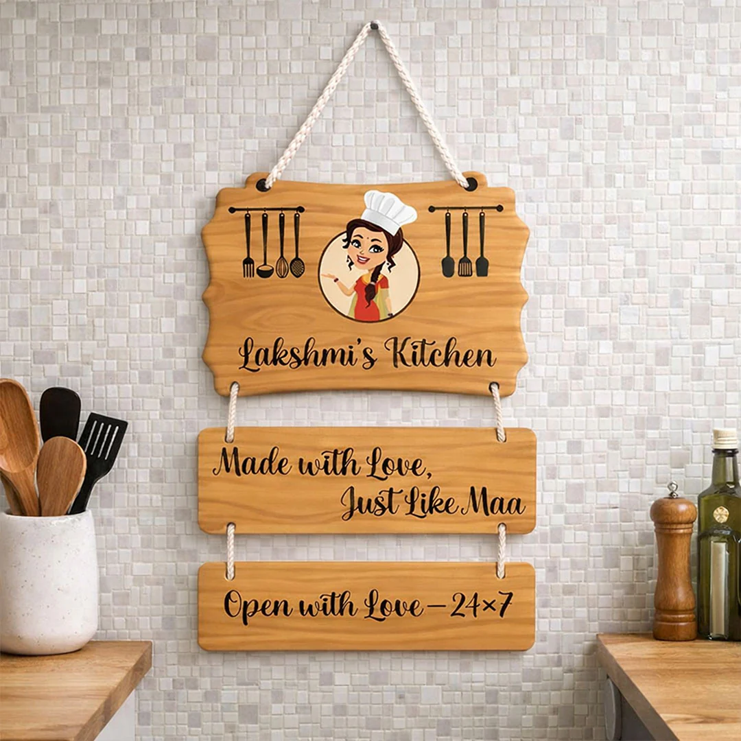 Personalized Mom Kitchen Wooden Wall Hanging (9x12") - Image 4